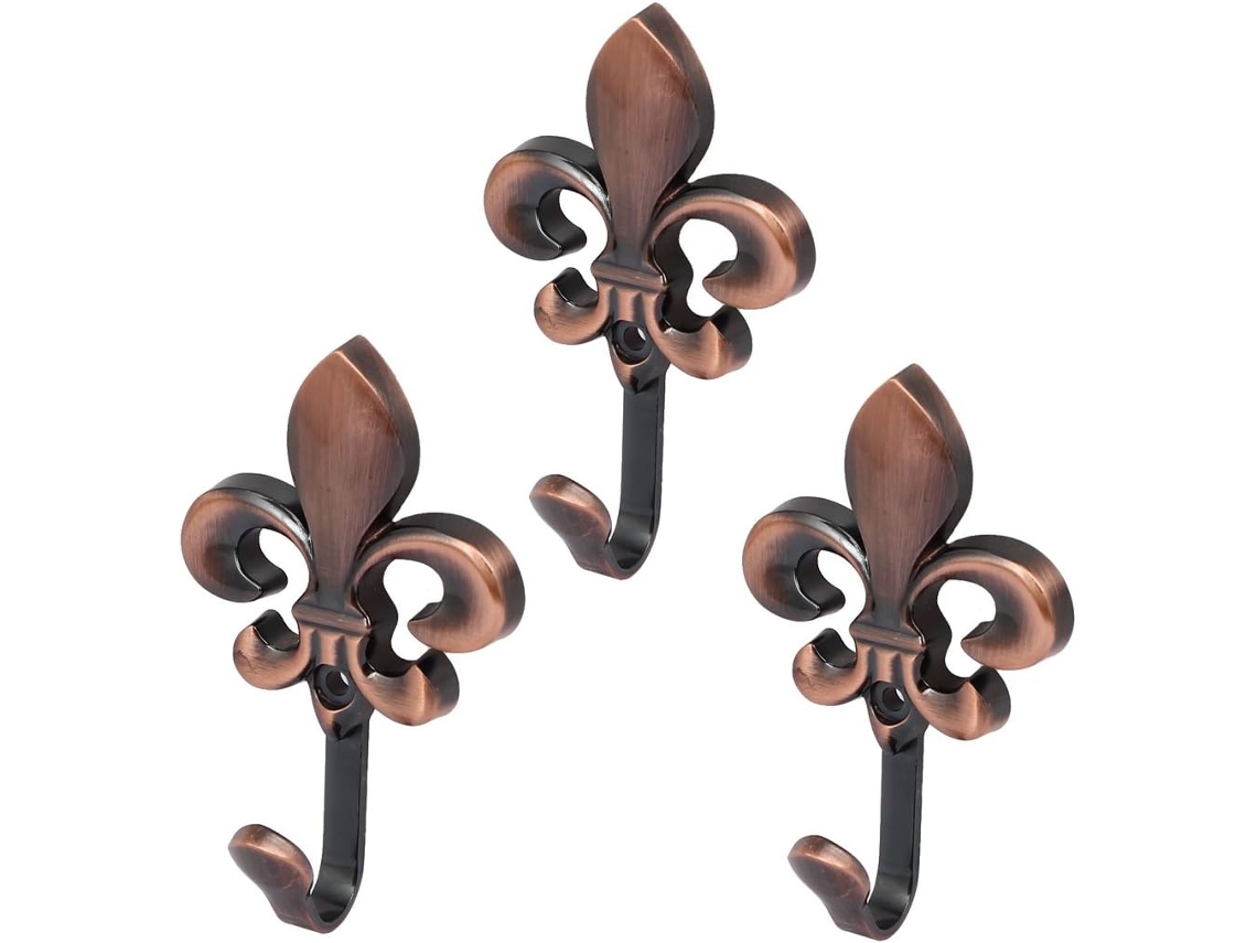 Cabide de Parede Metal em Formato Flor, com 3 Peças, na Cor Cobre. CHABERLU