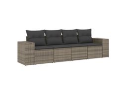 Conjunto de 4 Sofás de Jardim com Almofadões Vime Pe Cinzento MAISON EXCLUSIVE (4 pcs)