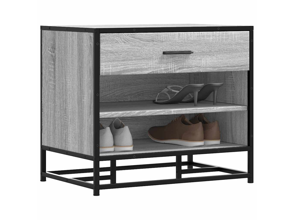 Vidaxl Banco Para Calçado Sonoma 60x40x53,5 Cm Madeira Metal Cinzento