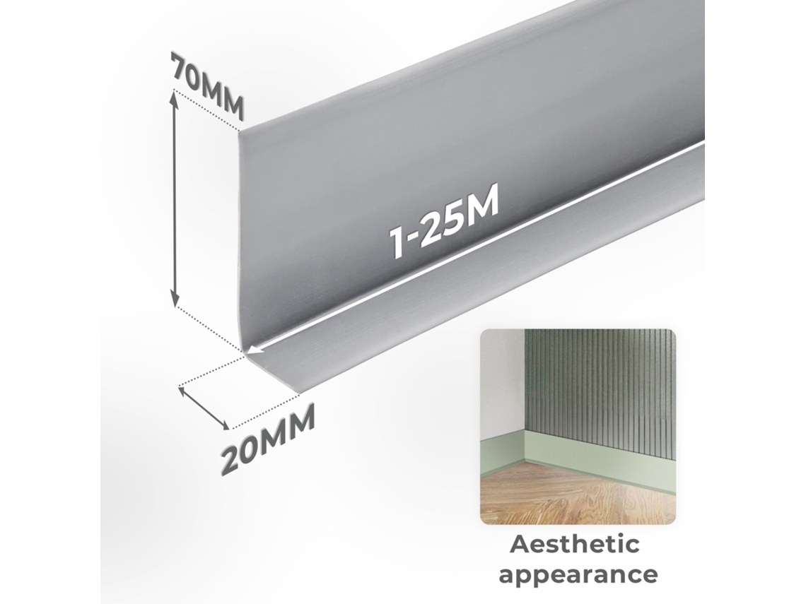 Rodapé Pvc 70x20 Mm Flexível Autoadesivo, 1 M, Castanho Claro