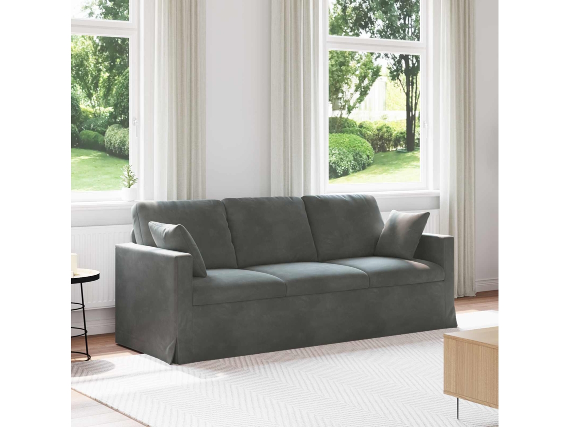 Vidaxl Sofá Cinza Escuro 198 X 78 X 80 Cm Veludo