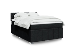 Vidaxl Cama Com Molas/colchão 140x190 Cm Tecido Preto