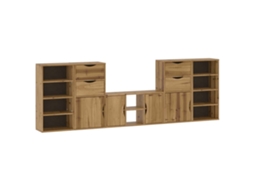 Conjunto 5 Unidade De Tv Com Armazenamento Vidaxl Marrom Madeira De Pinho