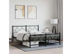 Vidaxl Estrutura De Cama Com Cabeceira E Pés 150x200 Cm Metal Preto