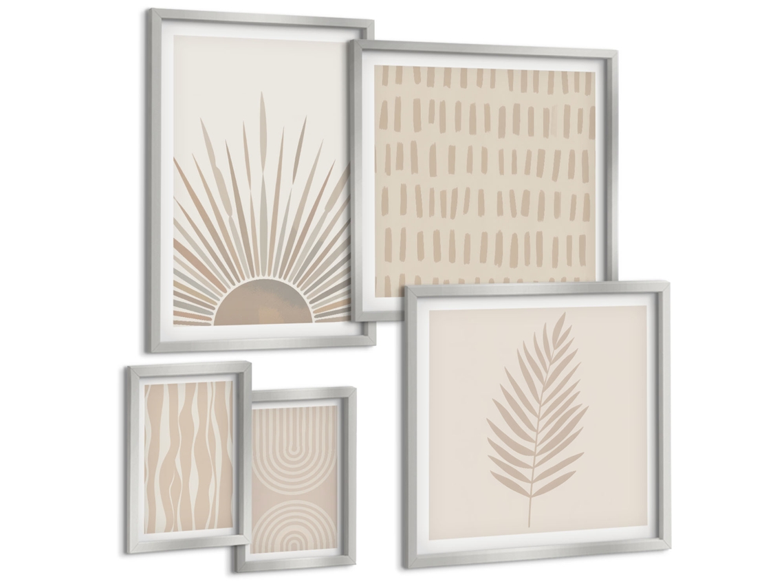 Conjunto De Pinturas Decorações Estilosas Natureza Geometria Espelharte (5 Peças)