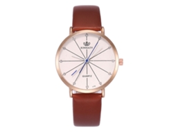 Relógio de casal casual com movimento de quartzo, pulseira de couro sintético, mostrador redondo simples e moderno, marrom.