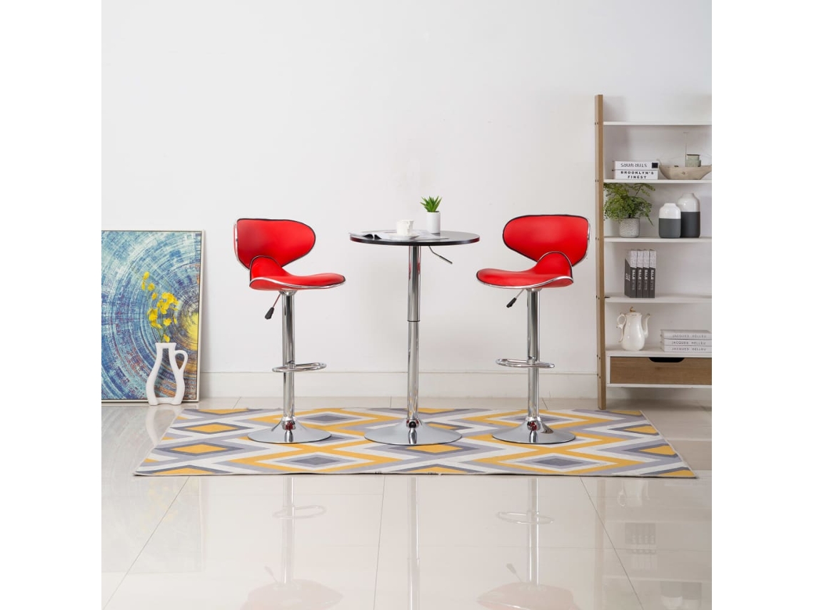 Vidaxl Bancos De Bar 2 Pcs Couro Artificial Vermelho