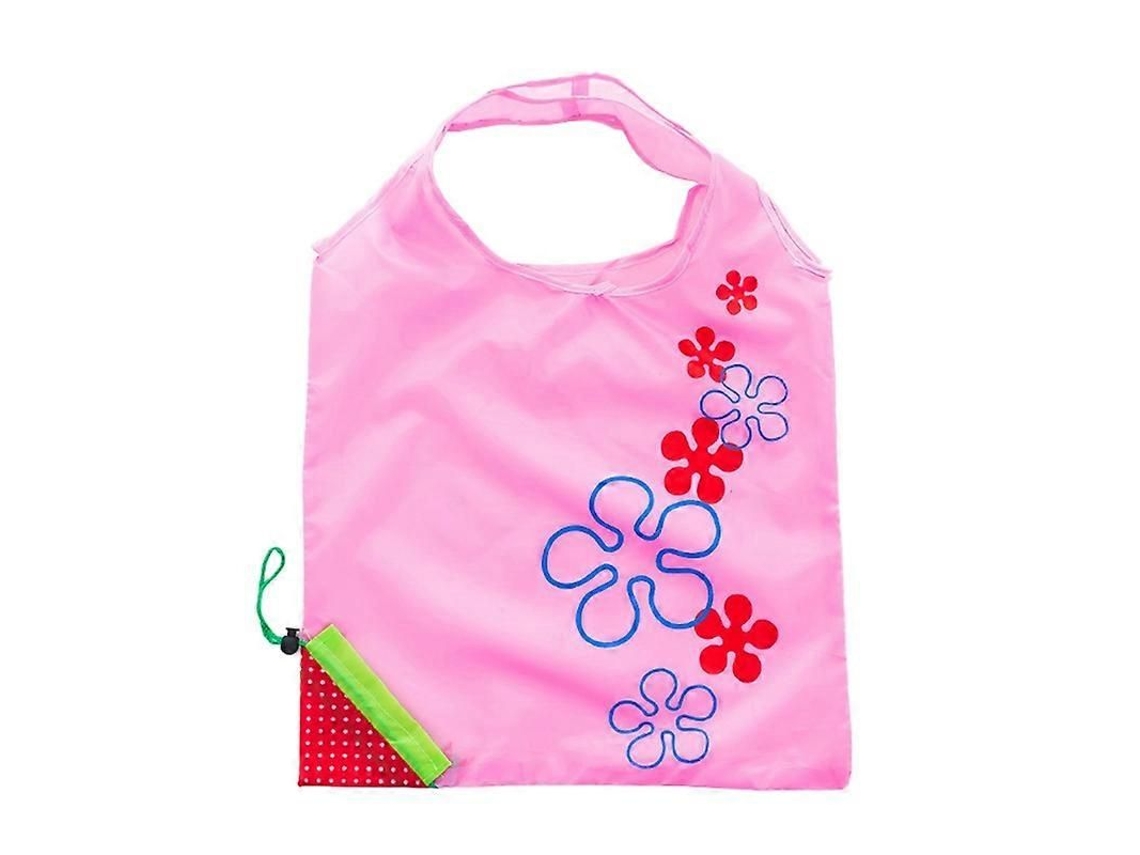 Sacola de Compras Dobrável, Reutilizável e Impermeável com Estampa de Morango. GOKOCO