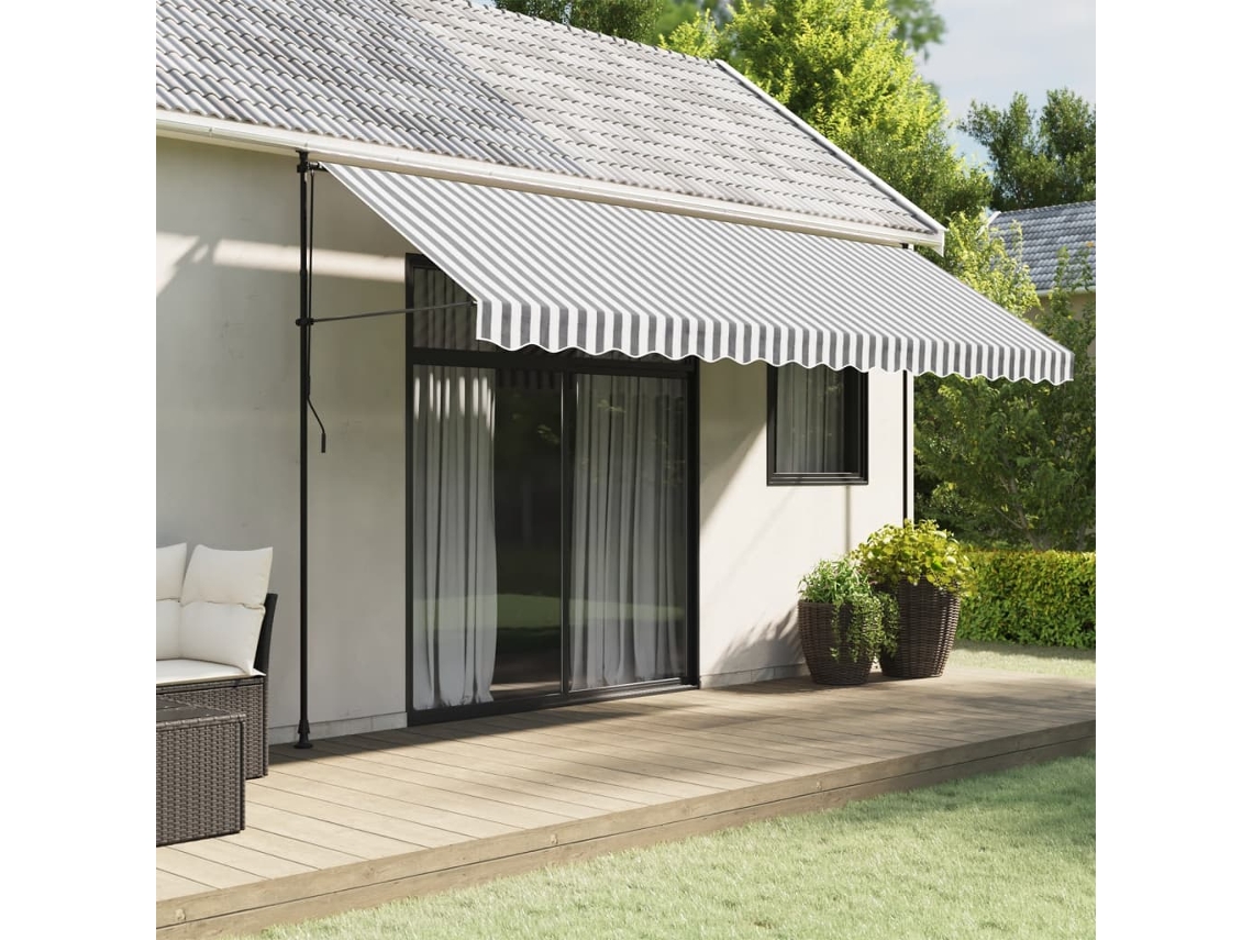 Vidaxl Tecido De Substituição Para Sanefa De Toldo 430x20 Cm Riscas Antracite/branco