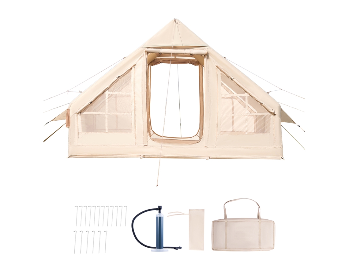 Tenda Inflável Succebuy Para Acampar Com Bomba Manual Para 3 5 Pessoas, Bege