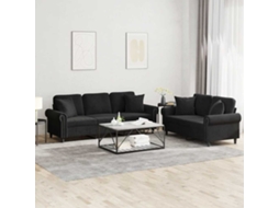 Vidaxl 2 Pcs Conjunto De Sofás Com Almofadas Veludo Preto