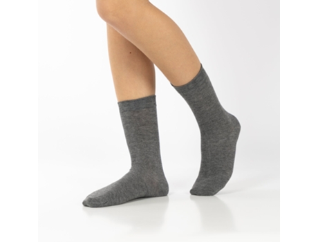 Pack 3 Pares Meias Lisas Cinza Em Bambu Apollo Sockswear (35 38)