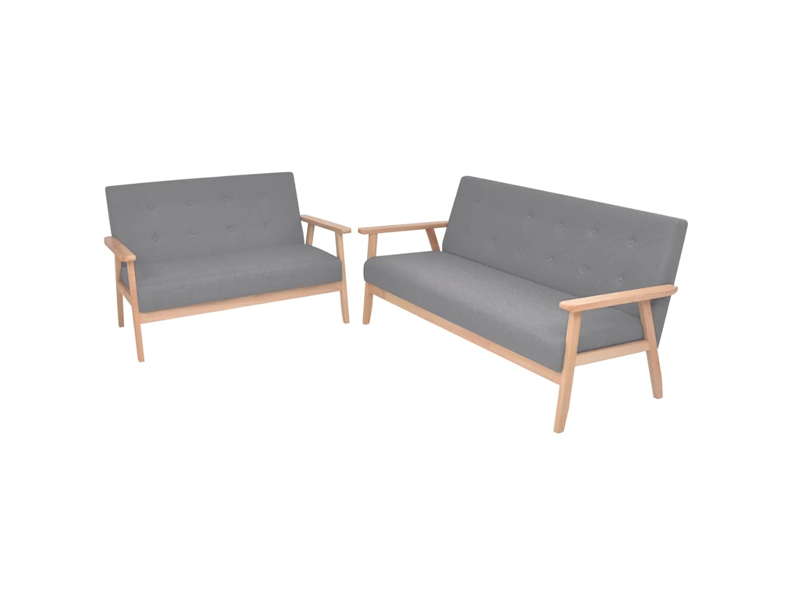 Vidaxl Conjunto De Sofás 2 Pcs Tecido Cinzento Claro