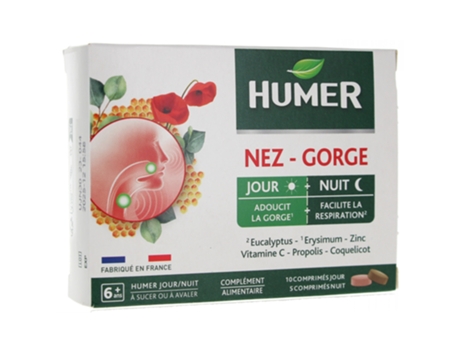 Nariz/Garganta 10 comprimidos dia 5 comprimidos noite HUMER