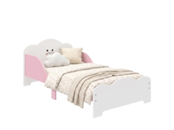 Cama Infantil 70x140 Cm Com Barreira De Segurança E Estrado De Madeira, Cor Rosa, Colchão Não Incluído.