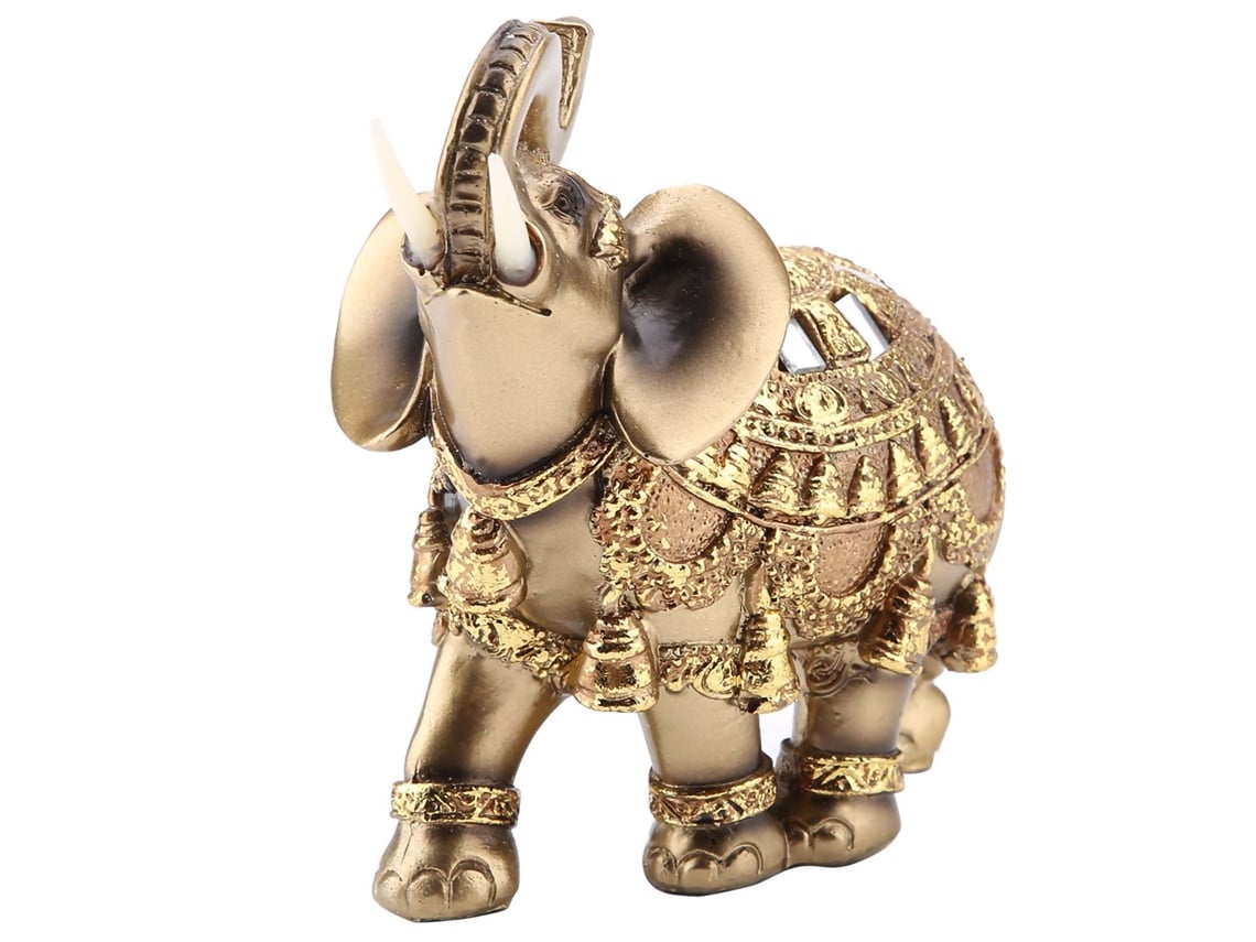 Estátua Elefante Dourado Feng Shui Riqueza
