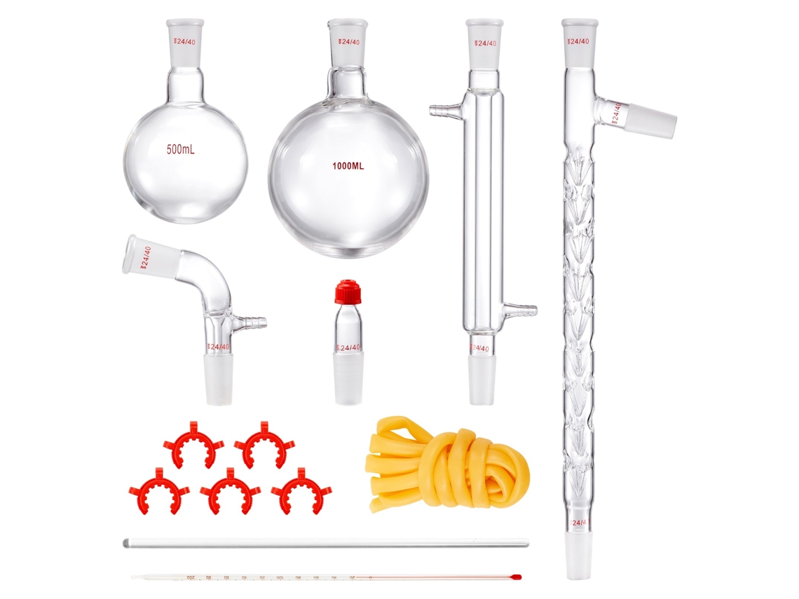 Conjunto de Destila??O de Vidro de Laboratório VEVOR 1 L 3 3 Boro 14 Pe?As