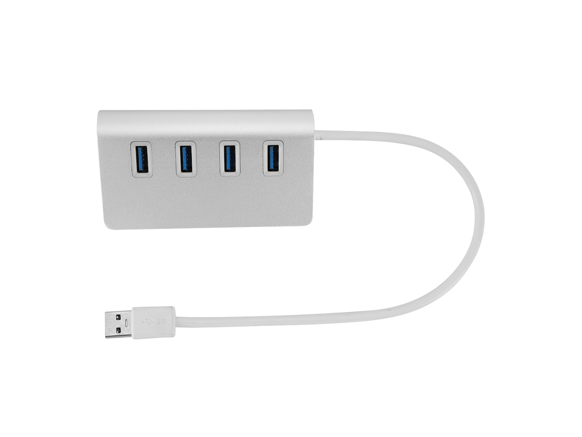 Hub Adapter Usb 3.0 De 4 Portas Prata Para Macbook Pro Mac Pc Laptop
