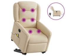 Vidaxl Poltrona Elétrica Elevatória Massagens Tecido Creme