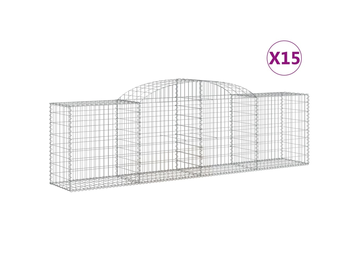 Gabion Basket, Gabion Baskets Vidaxl Prateado Ferro (300 X 50 X 80/100 Cm)
