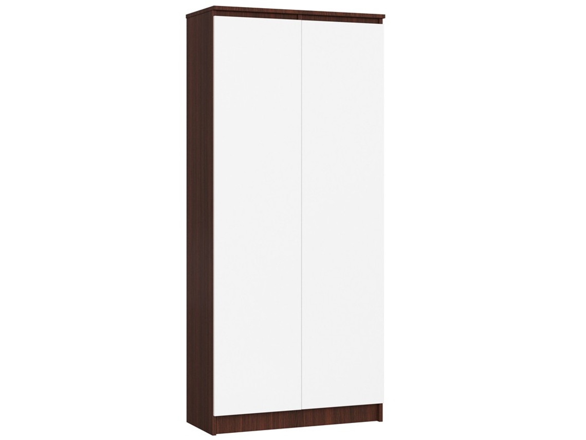 Estante Akord R80 Wenge, 80 Cm, 2 Portas, Frente Na Cor Branco, 4 Prateleiras, 80 × 35 × 180 Cm