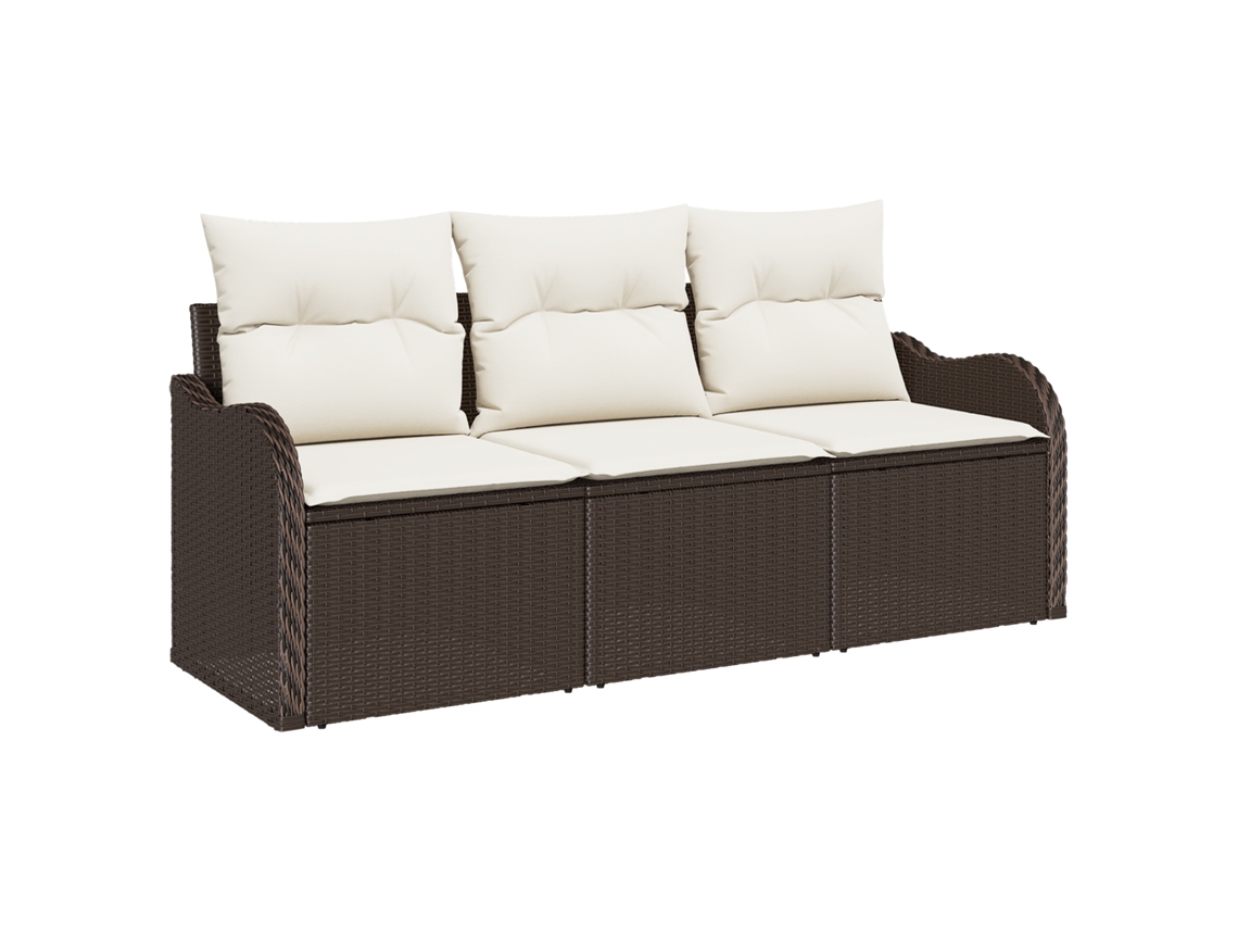 Conjunto 3 Móveis De Jardim Vidaxl Castanho Vime Pe (176 X 62 X 85 Cm)