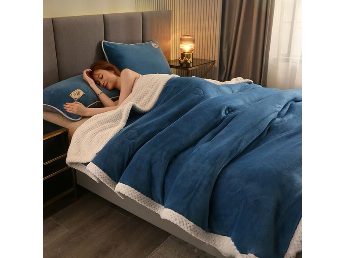 Cobertores de Flanela Lã Quentinhos para Cama Cobertor Grosso Três Camadas Dormir Macio e com Peso Outono Inve