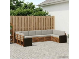 Vidaxl Conjunto De Sofá Sectional 10 Pcs Natural E Cinzento-claro