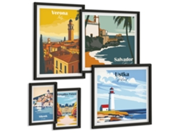 Conjunto De Pinturas Paisagens De Cidades Com Faróis Espelharte (5 Peças)