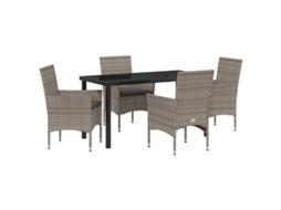 Conjunto de Jantar para Jardim 5 Pcs - Móveis de Jardim para Refeição Cinzeto Vime Pe HARLANV1
