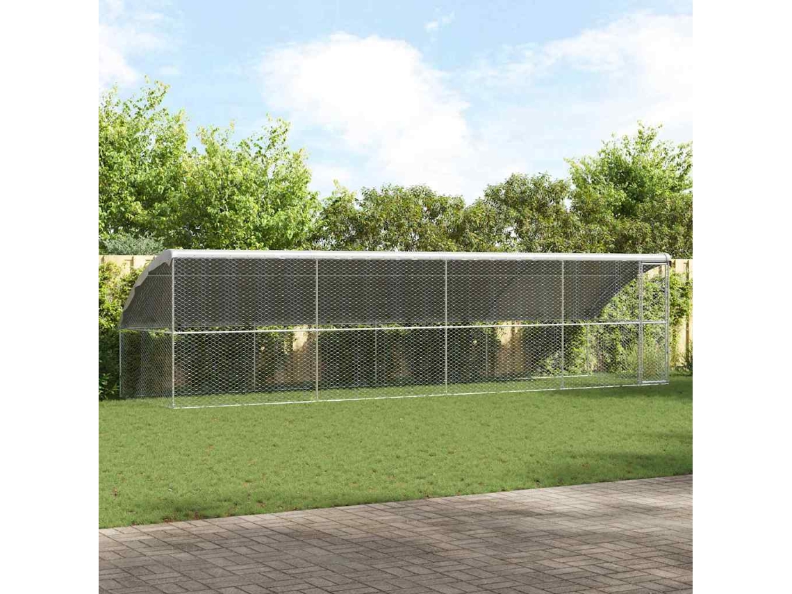 Vidaxl Canil De Cachorro 4 Unid. Prateado 8 X 2 X 2 M Aço Galvanizado