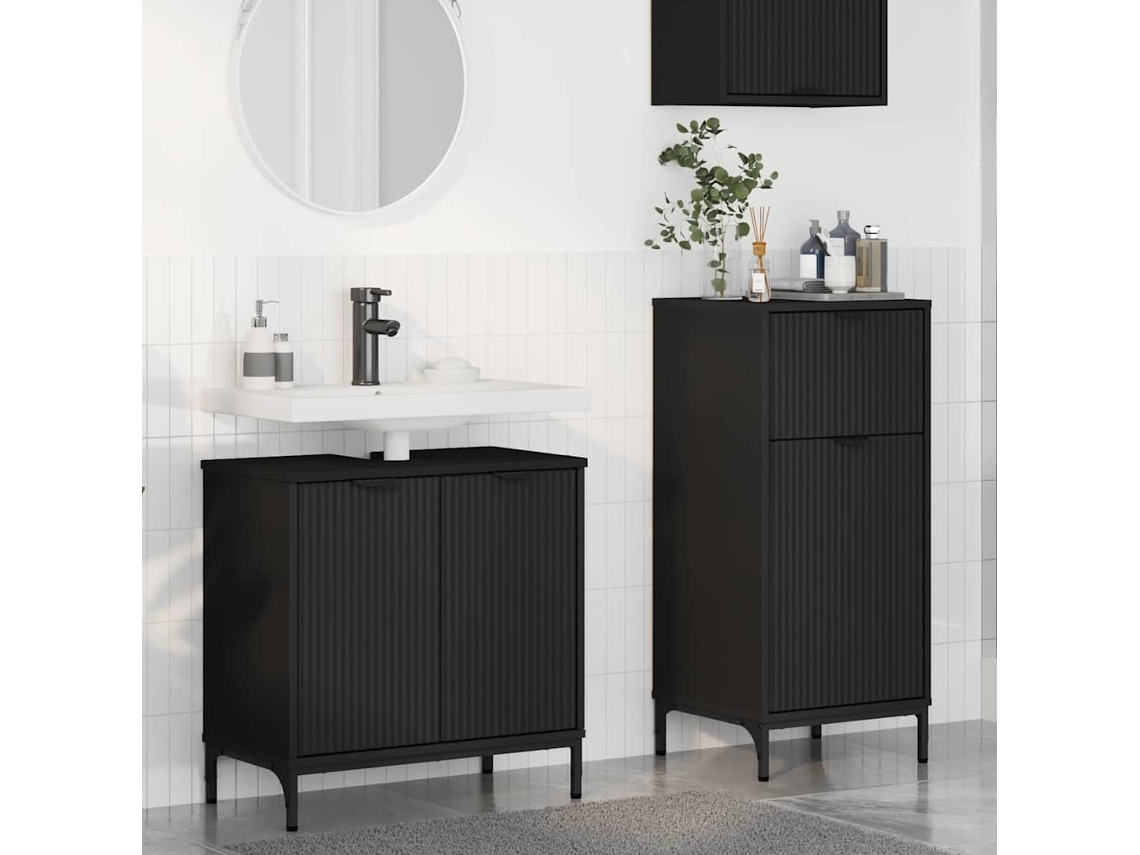 Vidaxl Conjunto De Móveis Para Banheiro Com Gaveta 2 Pcs Preto