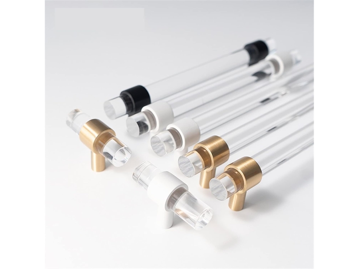 Puxador De Gaveta Transparente Em Latão Branco, Puxador Em T, Puxador Para Porta De Armário Cozinha, 1 Peça Cor B1 Latão