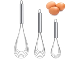 Conjunto De 3 Batedores Planos De Aço Inoxidável Para Cozinha, Com 17 Cm, 25 Cm E 25 Cm