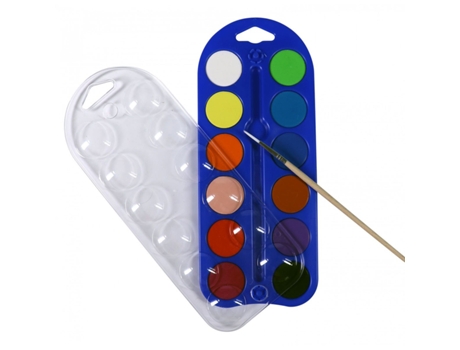 Caixa de 12 Pastilhas de Tinta Guache + Pincel PÉBÉO