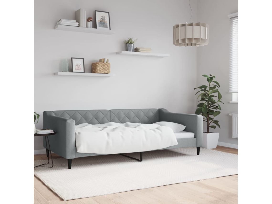 Vidaxl Sofá-cama 100x190 Cm Tecido Cinzento-claro