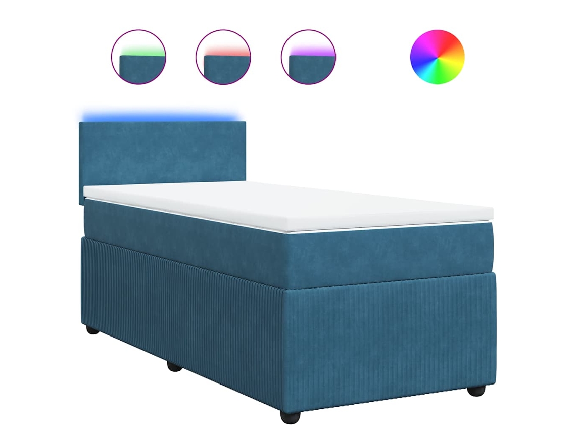 Cama Boxspring com Colchão 100x200 Cm Veludo Azul MAISON EXCLUSIVE