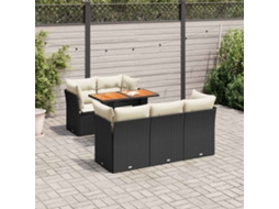 Vidaxl 6 Pcs Conjunto Sofás de Jardim C/ Almofadões Vime Pe Preto