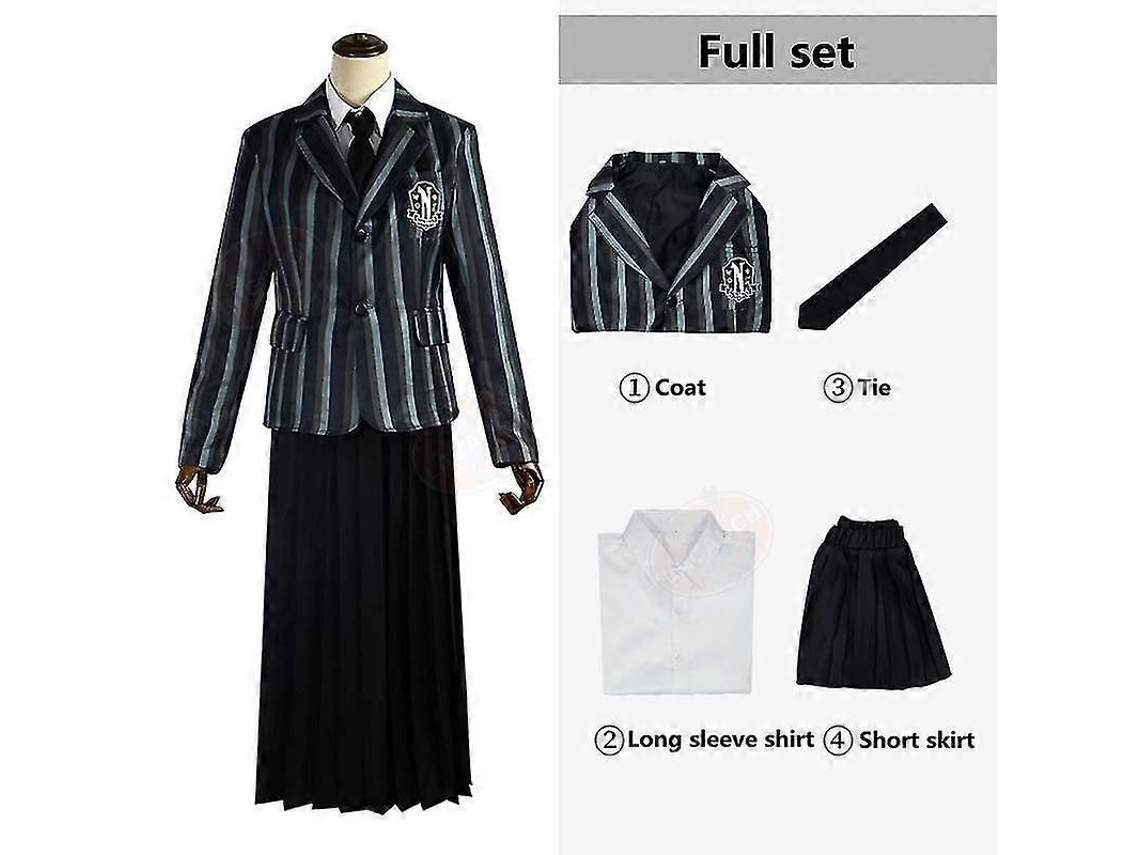 _traje de Cosplay Wednesday Addams da Escola Nevermore Uniforme Escolar para Homens e Mulheres