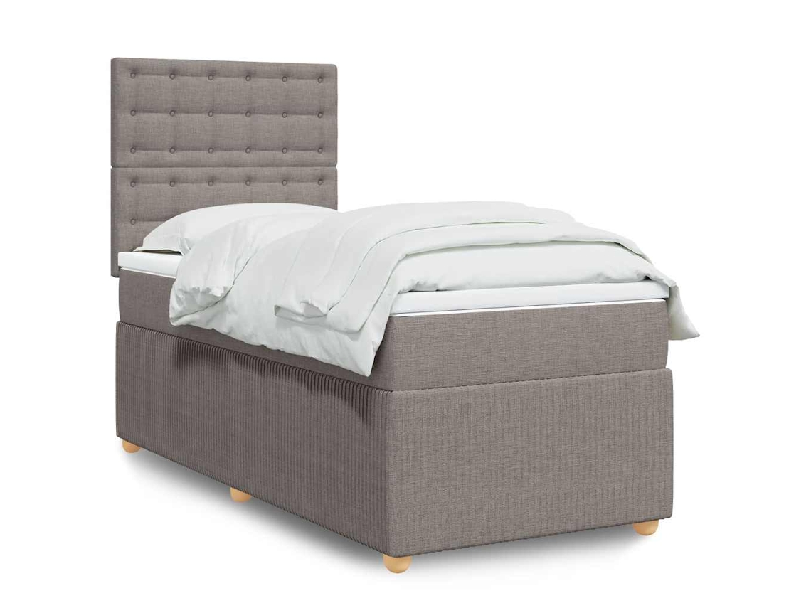 Vidaxl Cama Com Molas/colchão 90x190 Cm Tecido Castanho-acinzentado