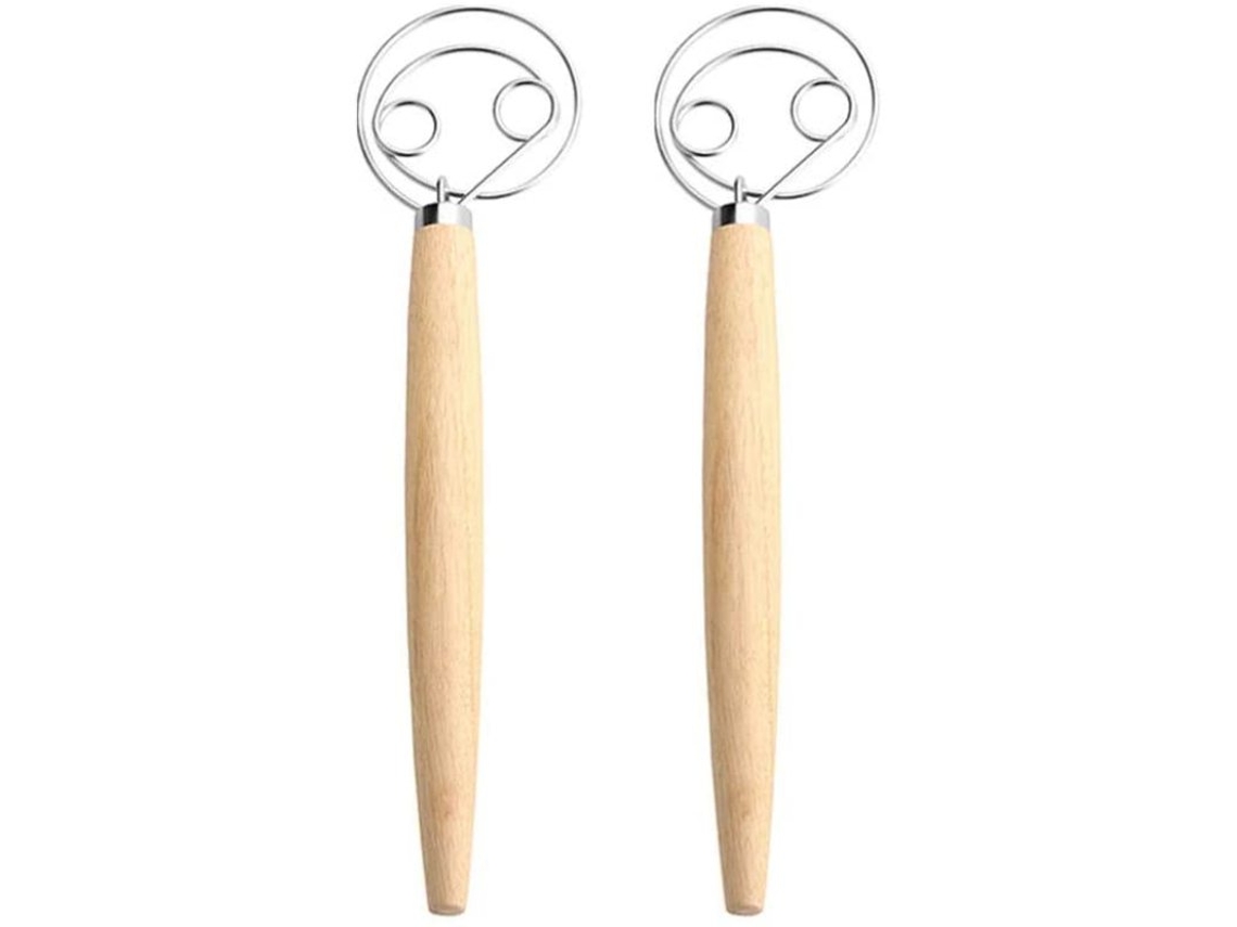 Conjunto De 2 Batedores Dinamarqueses De Aço Inoxidável Para Massa Pão, Bolos E Sobremesas, 33 Cm(13 Polegadas)
