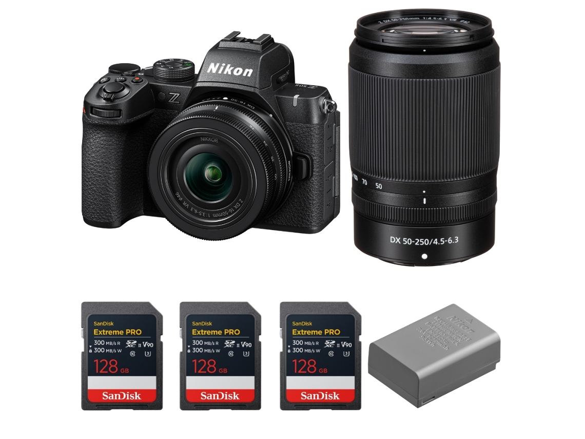 Z50 Ii + 16 50mm + 50 250mm + 3 Sandisk 128gb Extreme Pro Uhs ii Sdxc + Nikon En el25a + Ebook “20 Dicas para Fotos Que Impressionam” NIKON