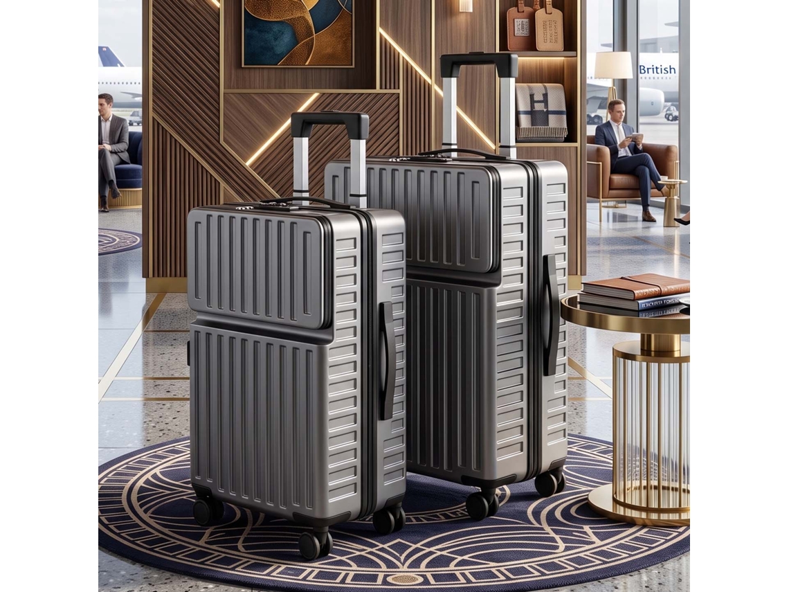 Lazyspace Set Of 2 Travel Malas Abs 20 E 24 Polegadas Com Fecho Tsa E Rodas 360° - Cinzento