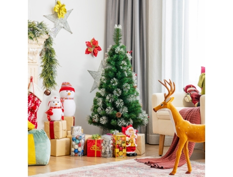 Árvore de Natal CTW Artificial Realista Iluminada Ramos Agulhas Pinho Neve Base Branco (120 cm)