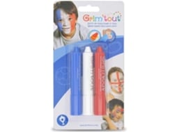 Conjunto Maquiagem Facial Genérico 3 Bastões Azul Branco Vermelho Fácil De Usar Generique