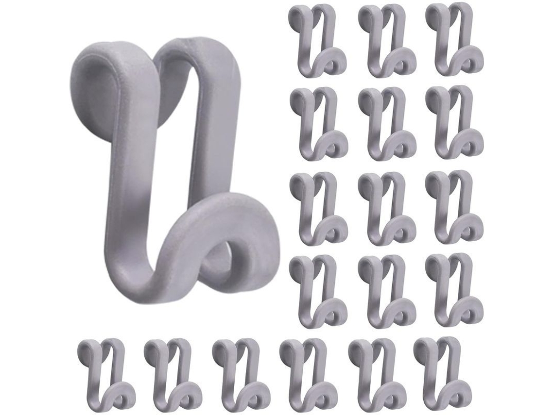 20 peças de conector de cabide mini cinza, extensor de espaço, plástico | S/MARCA