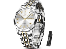 Lurelia Relógio Masculino, Movimento De Quartzo, Data/calendário, Luminoso, Aço Inoxidável, Abs, Branco