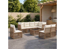 Vidaxl Conjunto De Sofá De Jardim 9 Unid. Bege Vime Pe