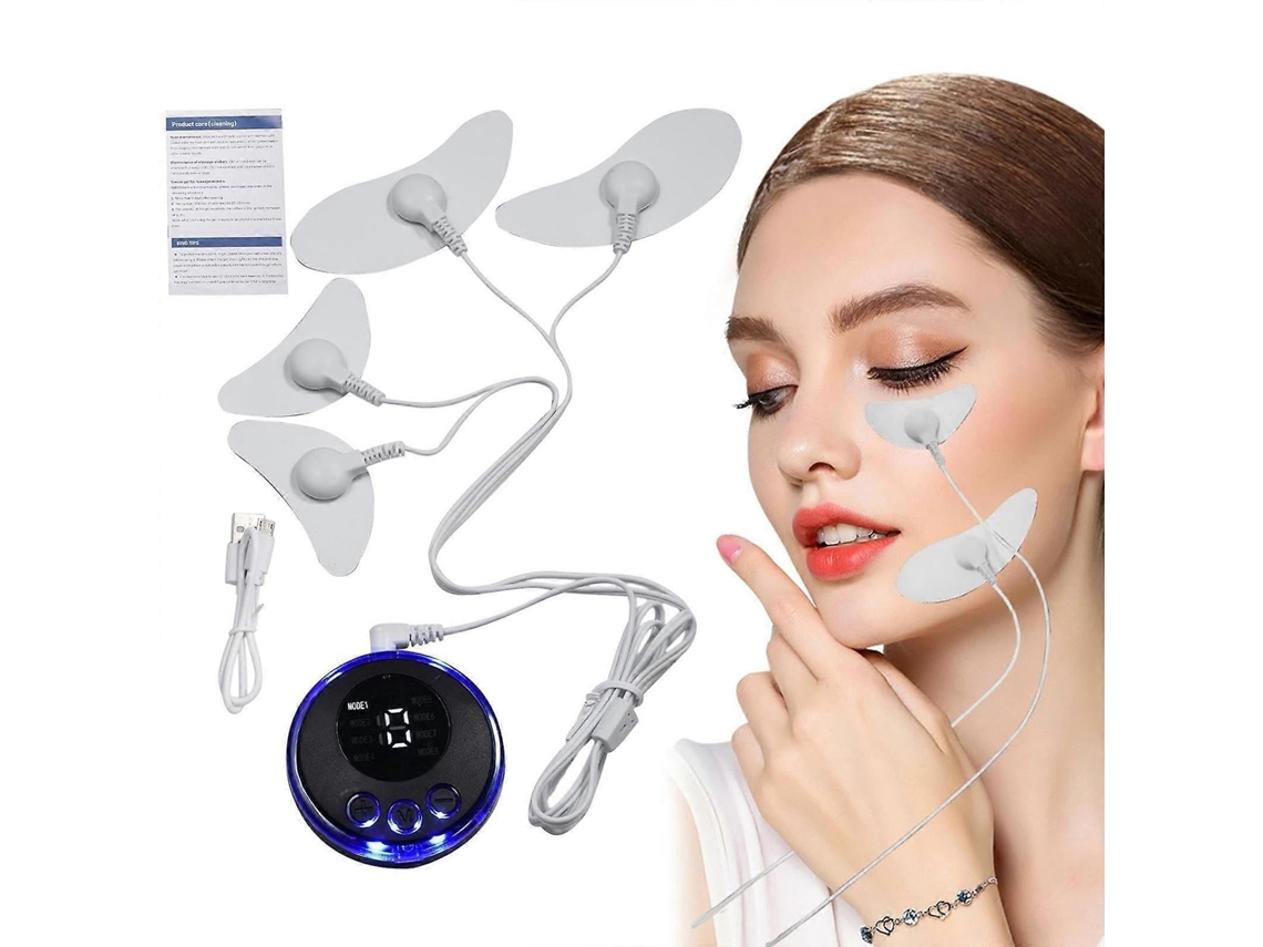 Masajeador Facial Reafirmante com Almohadillas de Ressecamento, Eletroestimulador 8 Modos, Massageado R Elétrico Microcorriente Ems GOKOCO