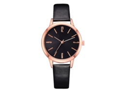 Relógio de Pulso Feminino de Quartzo com Pulseira Pu Estilo Moderno e Simples (preto)